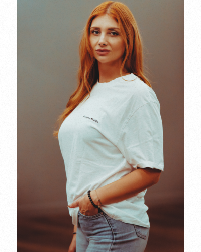 Oversized tee with signature embroidery: White