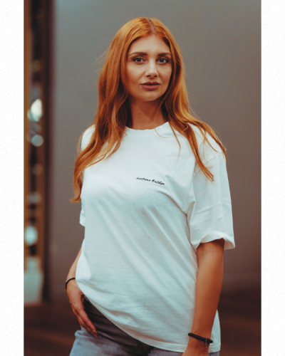 Oversized tee with signature embroidery: White